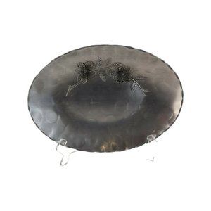 Wendell August Forge Handmade Dogwood Hammered Aluminum Oval Platter 10.5"x7.75"